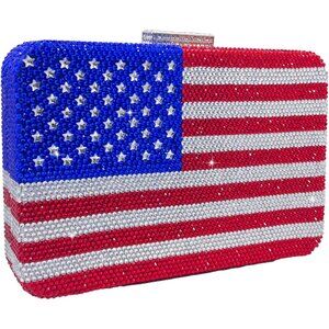 Dazzling American Flag Rhinestone Clutch Purse - Perfect for Parties & Events